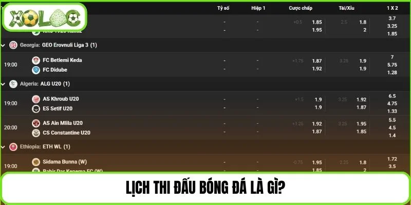 Lịch thi đấu bóng đá các trận sắp diễn ra
